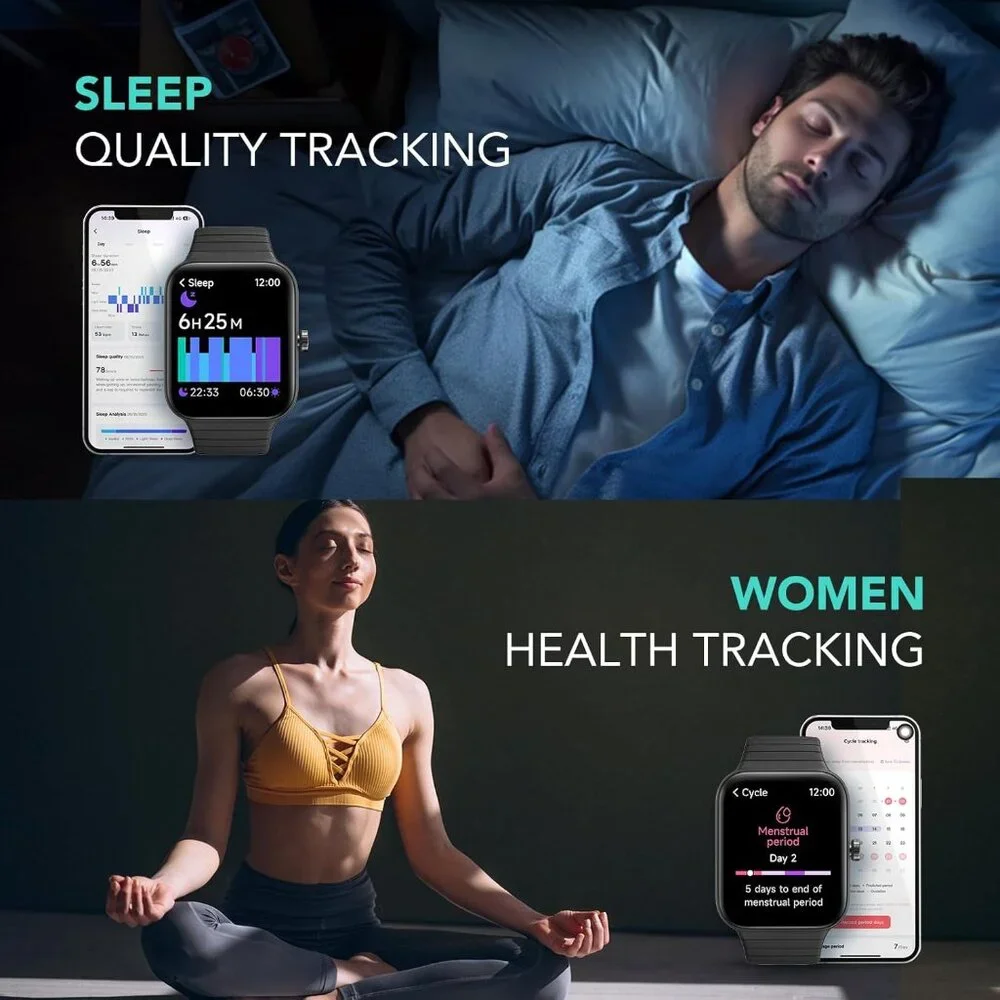SKG V7 Cyber Black Smart Watch 1.8 in Fitness Tracker iOS Android Alexa Built-in